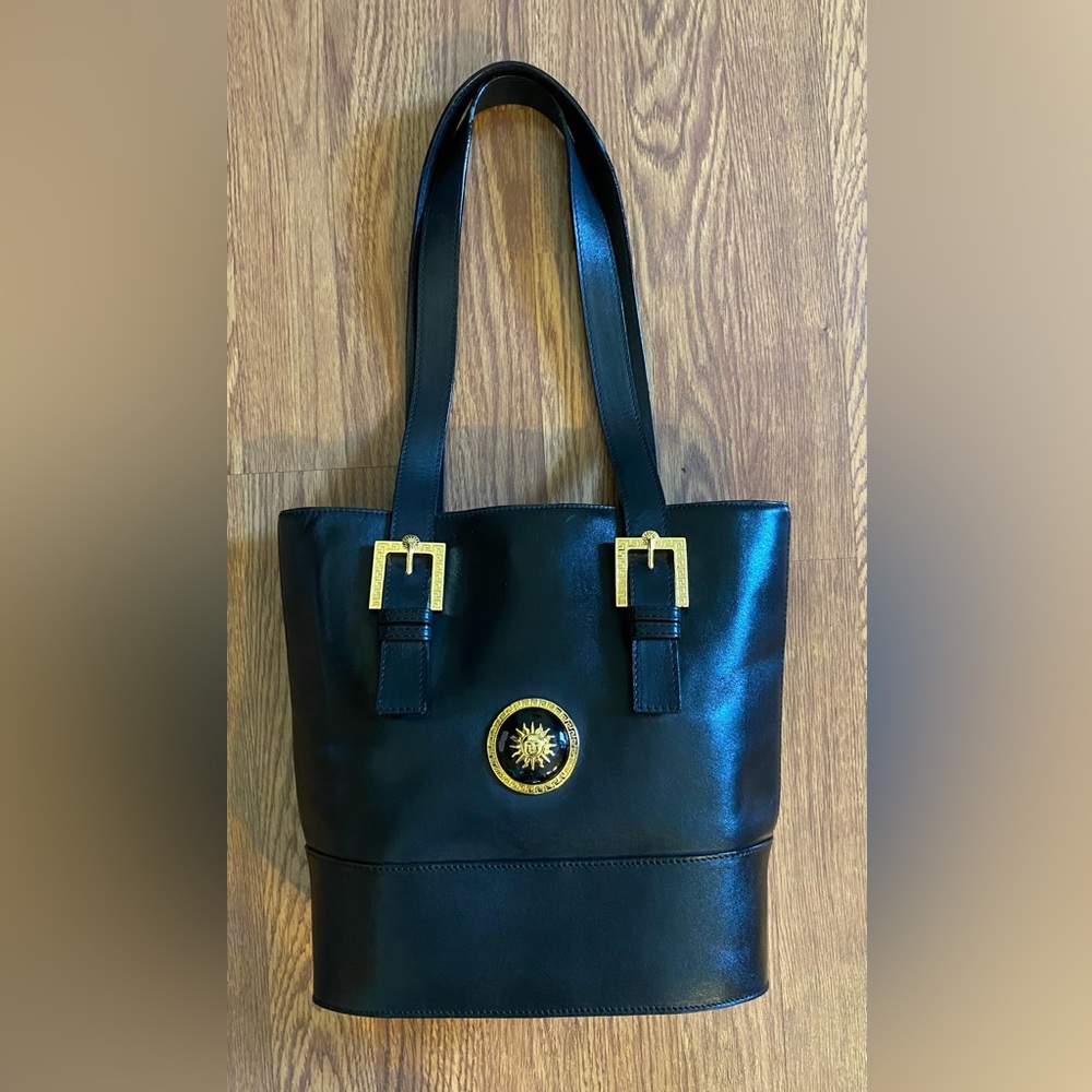 Authentic Versace Shoulder Black Leather Bag - image 1